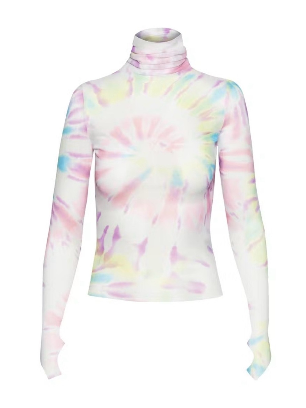 AFRM Tie-Dye Mock Neck Long Sleeve Top - Pastel